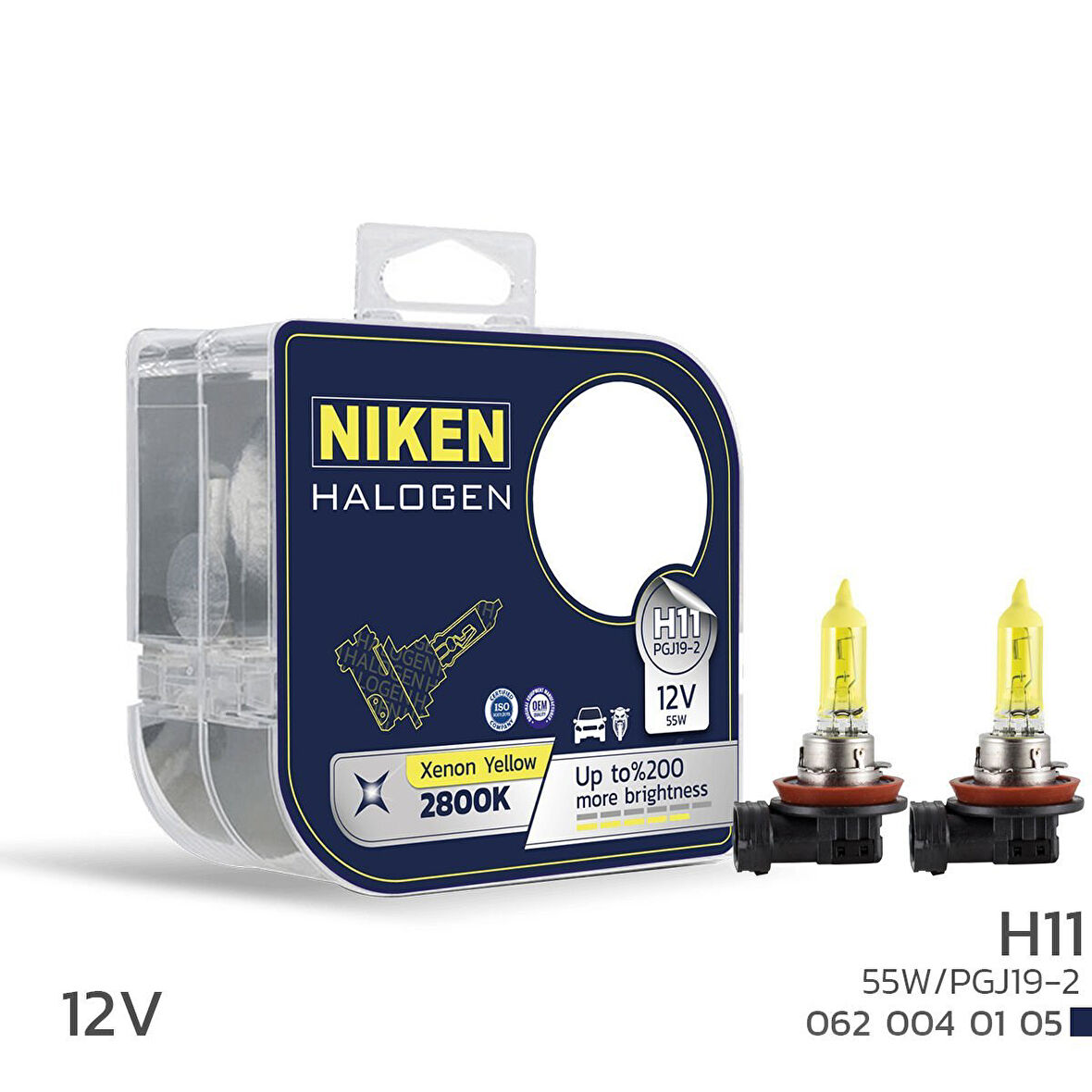 Niken 12V H11 55W Sarı Işık Ampul PG319-2 2800K