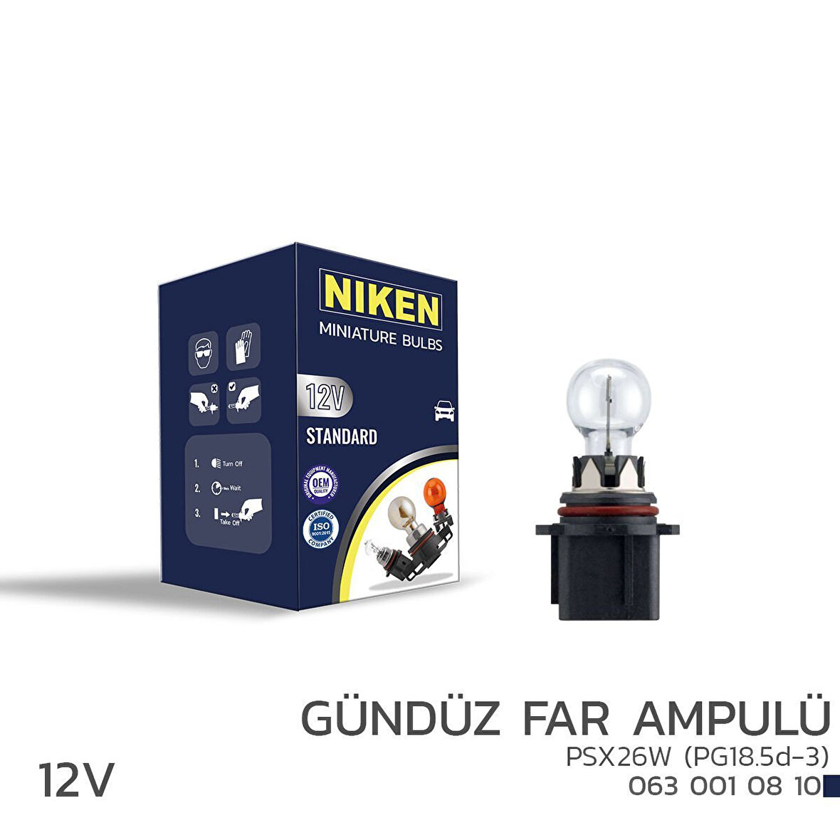 Niken 12V PSX26W Gündüz Far Ampulü (PG18.5d-3) 10’Lu