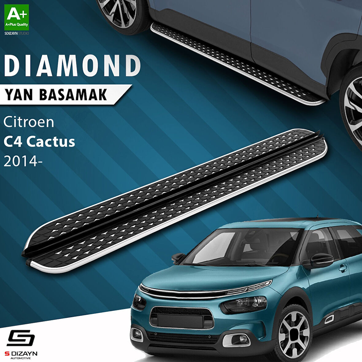 S-Dizayn Citroen C4 Cactus Diamond Krom Yan Basamak 183 Cm 2014 Üzeri