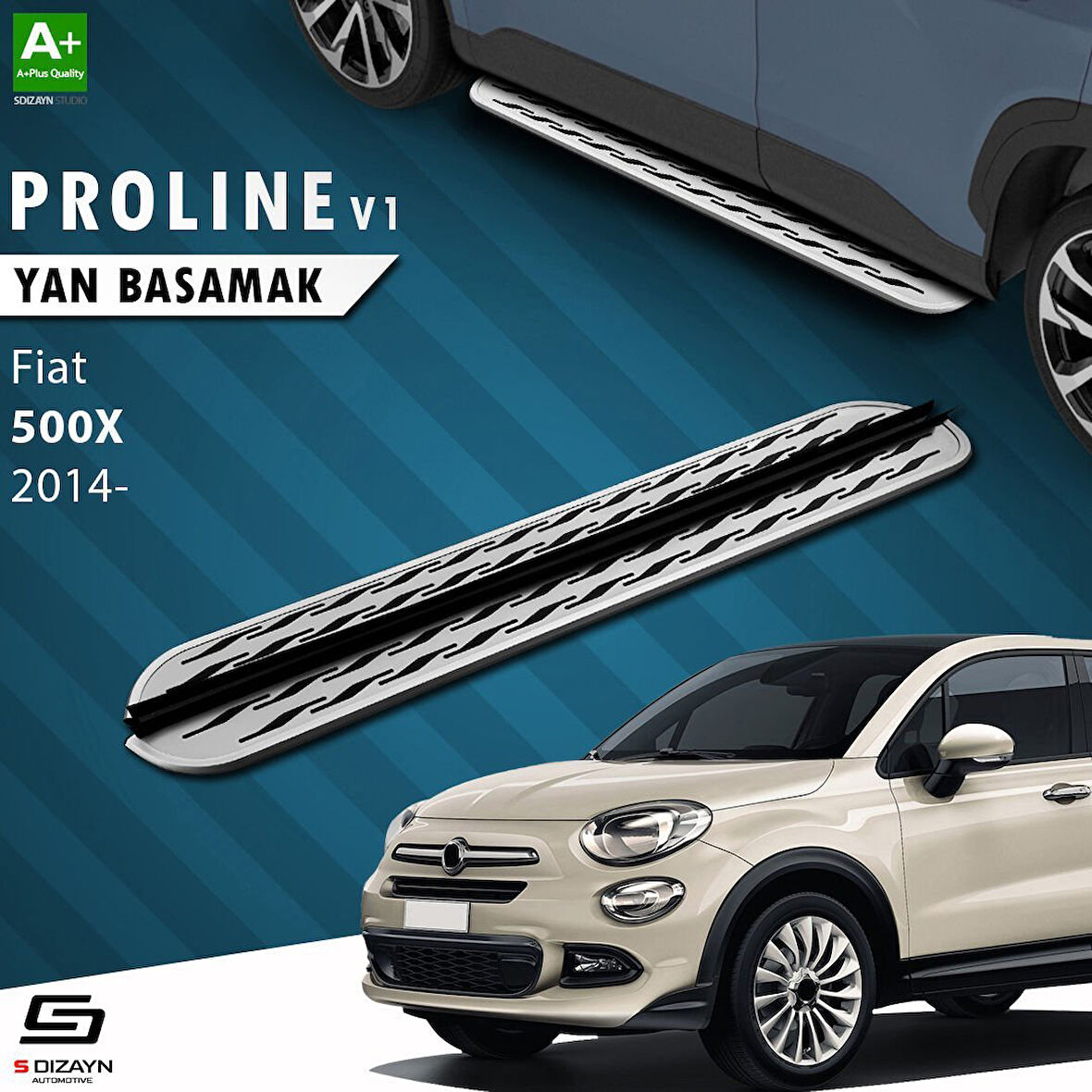 S-Dizayn Fiat 500X OEM Still Pro V2 Aluminyum Yan Basamak 173 Cm 2014 Üzeri