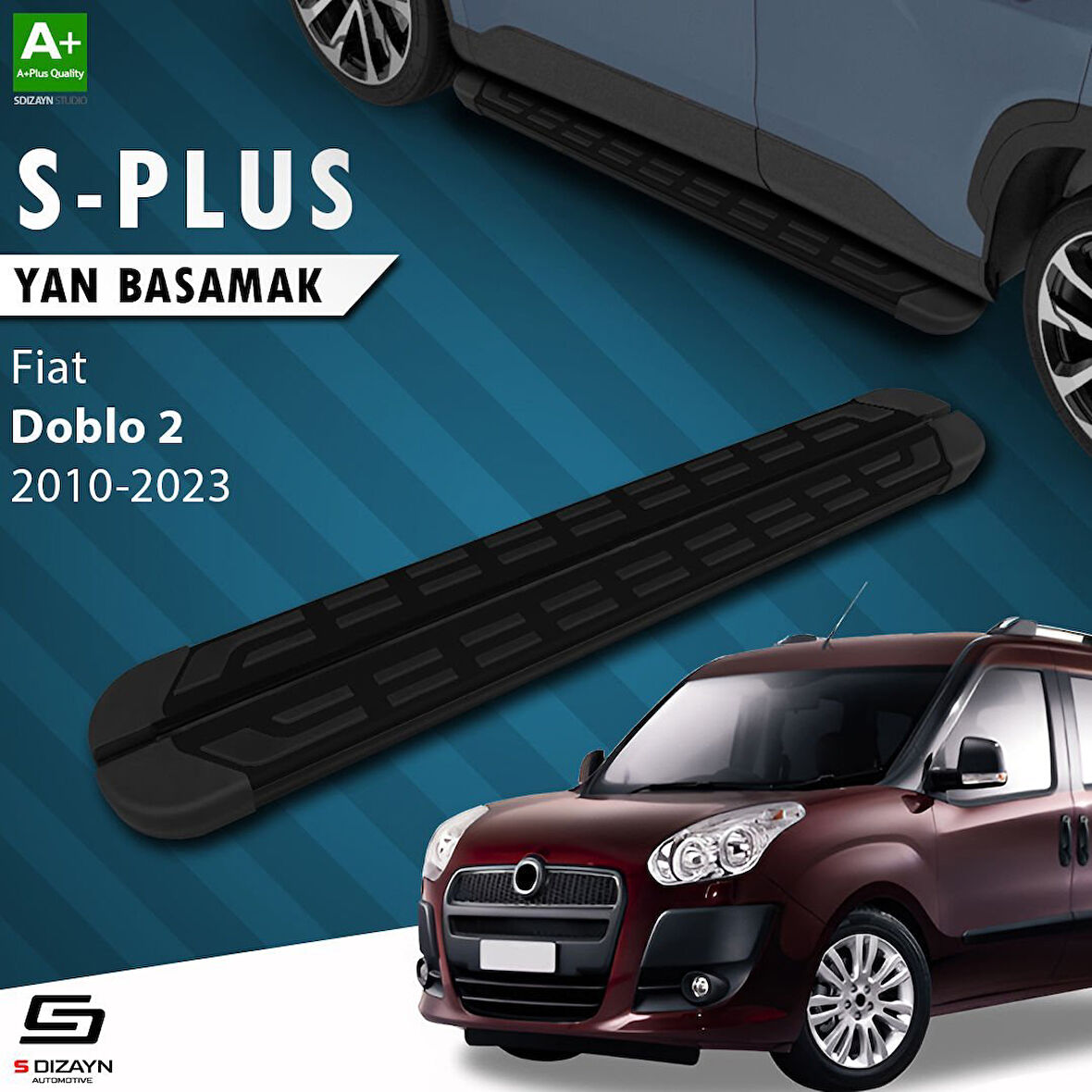 S-Dizayn Fiat Doblo 2 S-Plus Siyah Yan Basamak 193 Cm 2010-2022