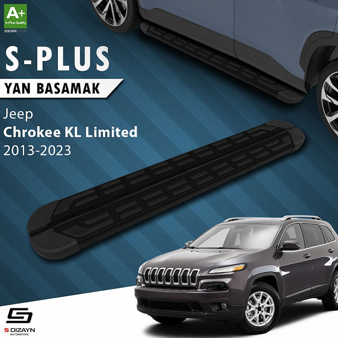 S-Dizayn Jeep Cherokee KL S-Plus Siyah Yan Basamak 173 Cm 2013-2023