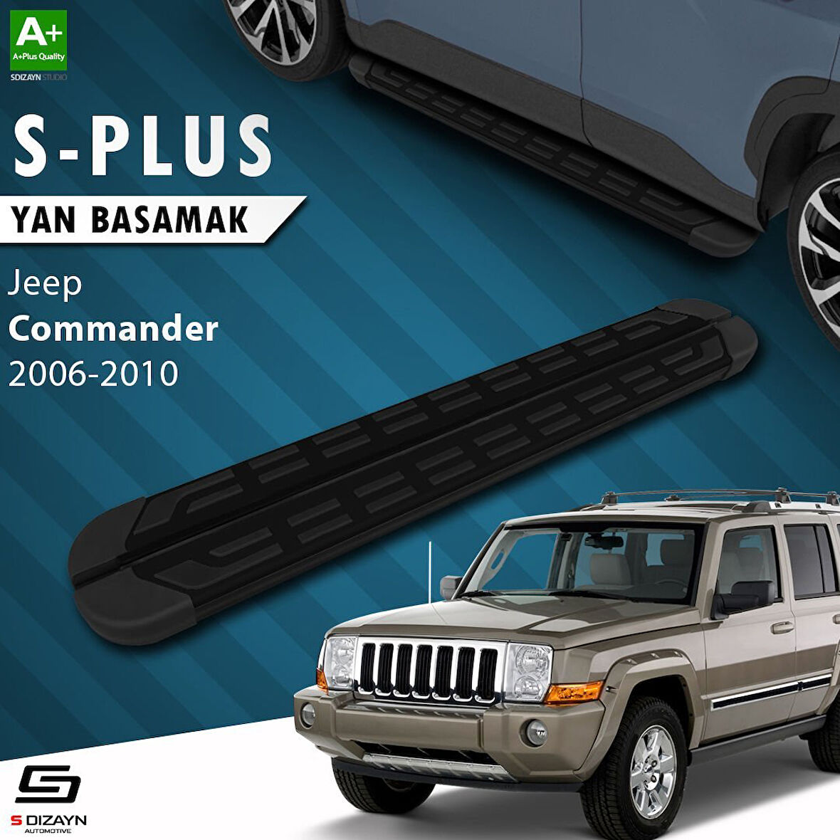 S-Dizayn Jeep Commander S-Plus Siyah Yan Basamak 173 Cm 2006-2010