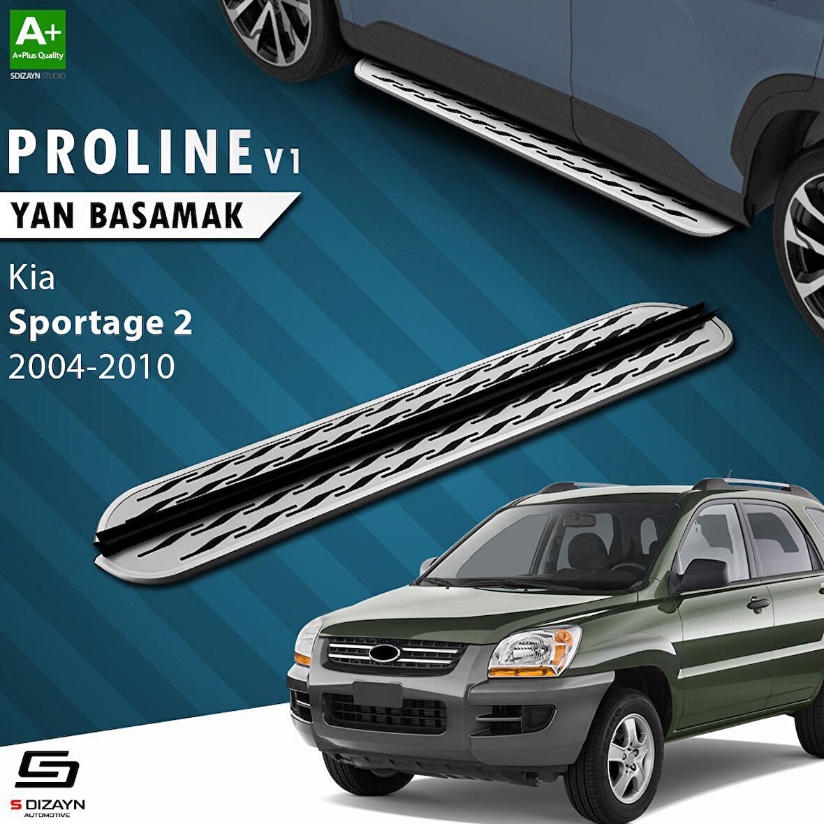 S-Dizayn Kia Sportage 2 OEM Still Pro V2 Aluminyum Yan Basamak 173 Cm 2004-2010