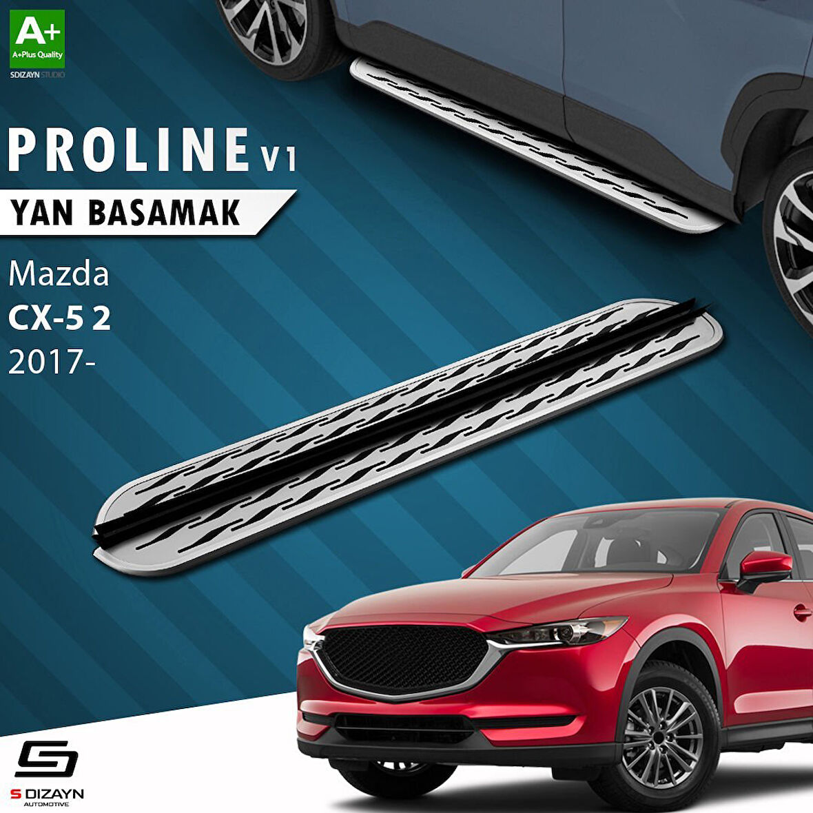 S-Dizayn Mazda CX-5 2 OEM Still Pro V2 Aluminyum Yan Basamak 183 Cm 2017 Üzeri