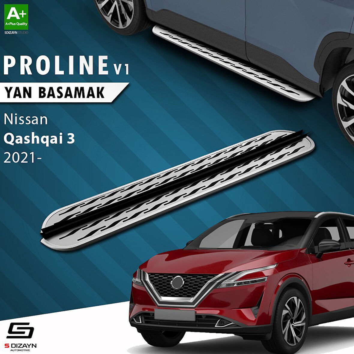 S-Dizayn Nissan Qashqai 3 OEM Still Pro V2 Aluminyum Yan Basamak 173 Cm 2021 Üzeri