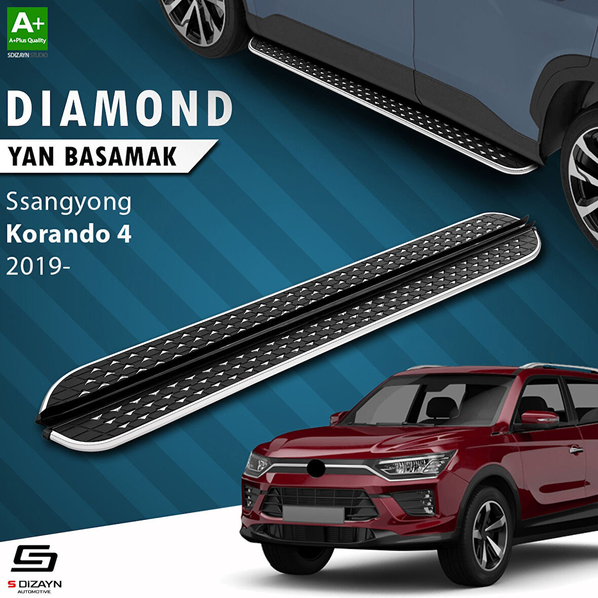 S-Dizayn Ssangyong Korando Diamond Krom Yan Basamak 183 Cm 2019 Üzeri