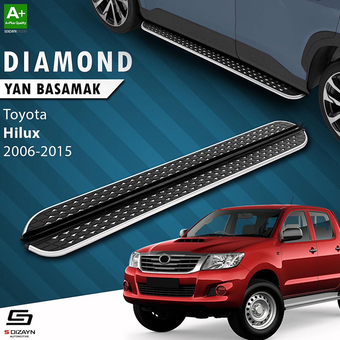 S-Dizayn Toyota Hilux 7 Diamond Krom Yan Basamak 203 Cm 2006-2015