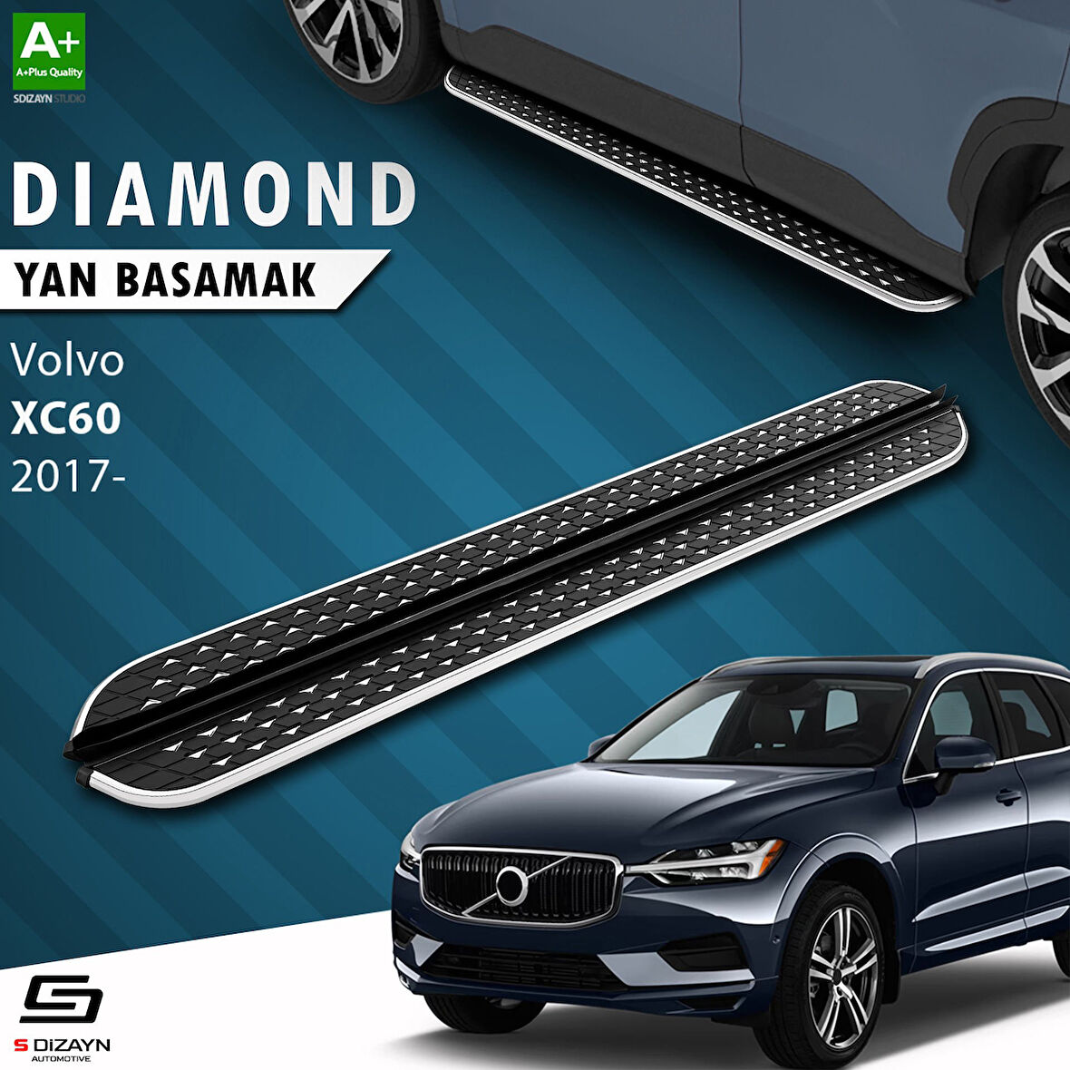 S-Dizayn Volvo Xc60 2 Diamond Krom Krom Yan Basamak 193 Cm 2017 Üzeri