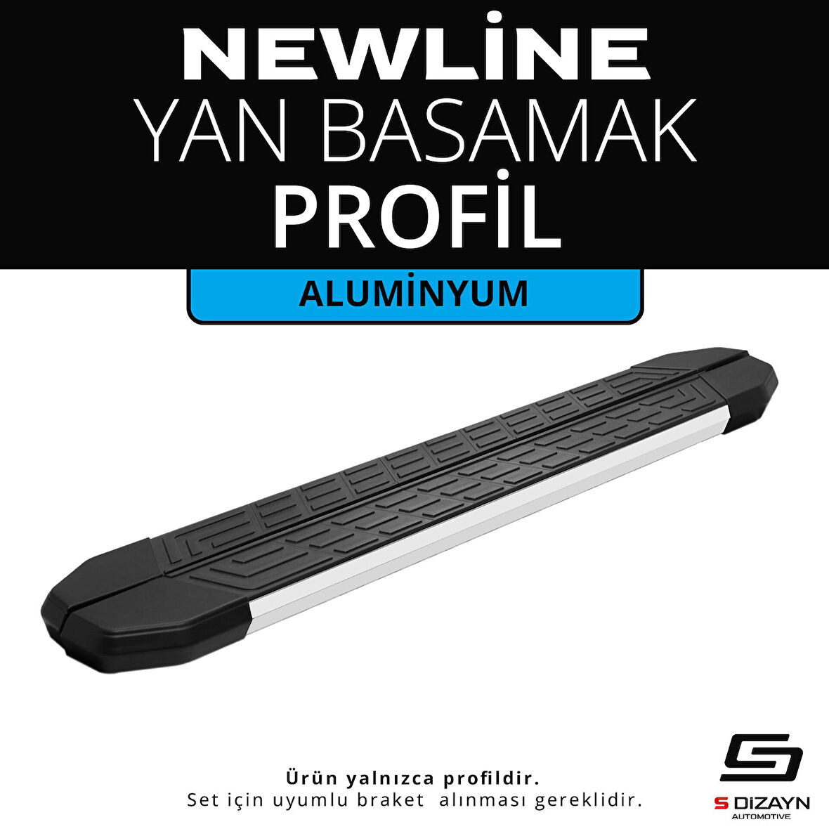 S-Dizayn Newline Aluminyum Yan Basamak Profil 183 Cm Etekli 36lık