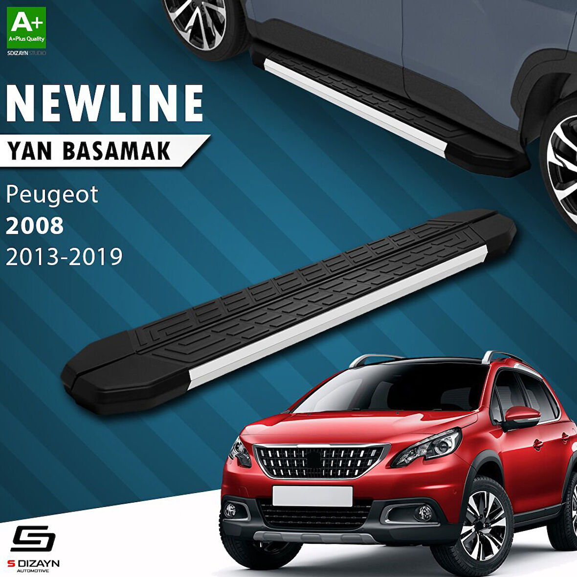 S-Dizayn Peugeot 2008 NewLine Aluminyum Yan Basamak 173 Cm 2013-2019 A+ Kalite