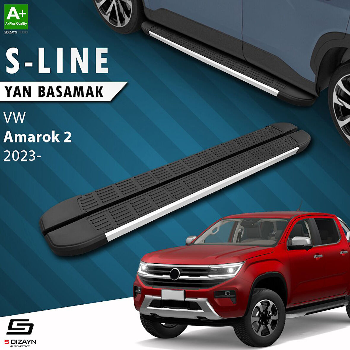 S-Dizayn VW Amarok 2 S-Line Aluminyum Yan Basamak 203 Cm 2023 Üzeri A+ Kalite