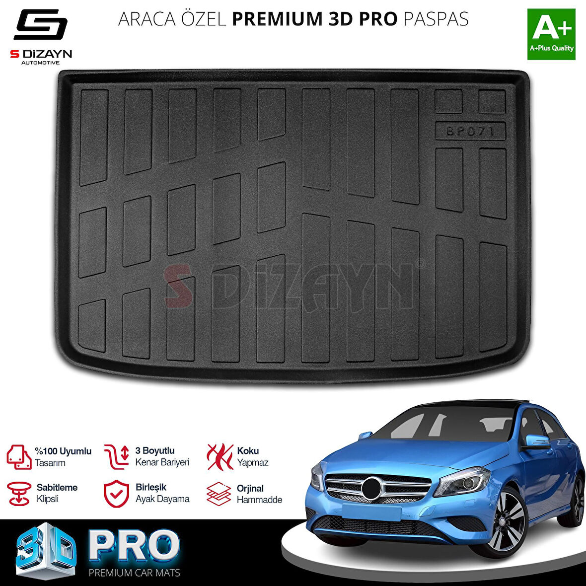 S-Dizayn Mercedes A Serisi W176 HB 3D Pro Bagaj Havuzu 2013-2018 A+ Kalite
