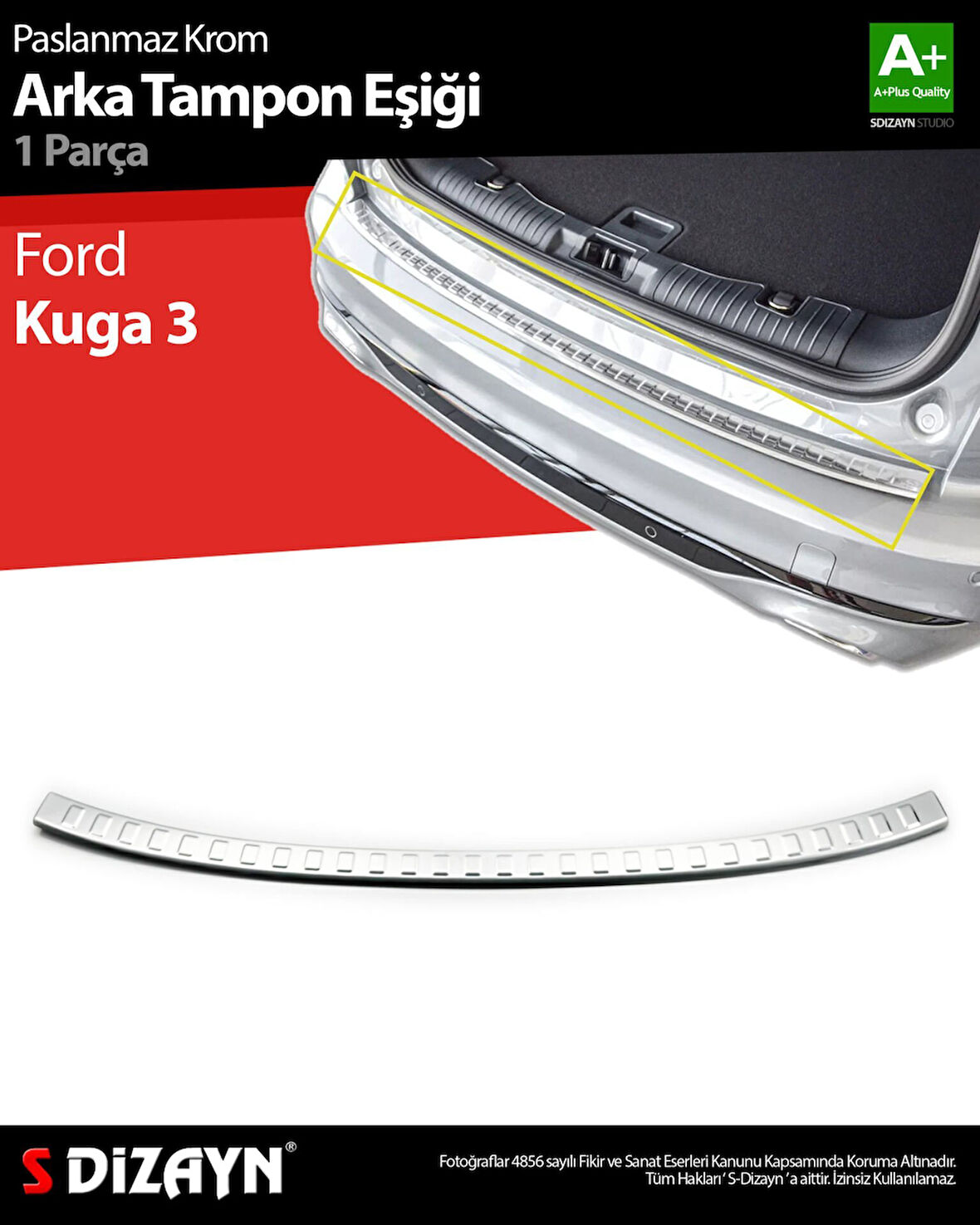 S-Dizayn Ford Kuga 3 Krom Arka Tampon Eşiği 2020 Üzeri