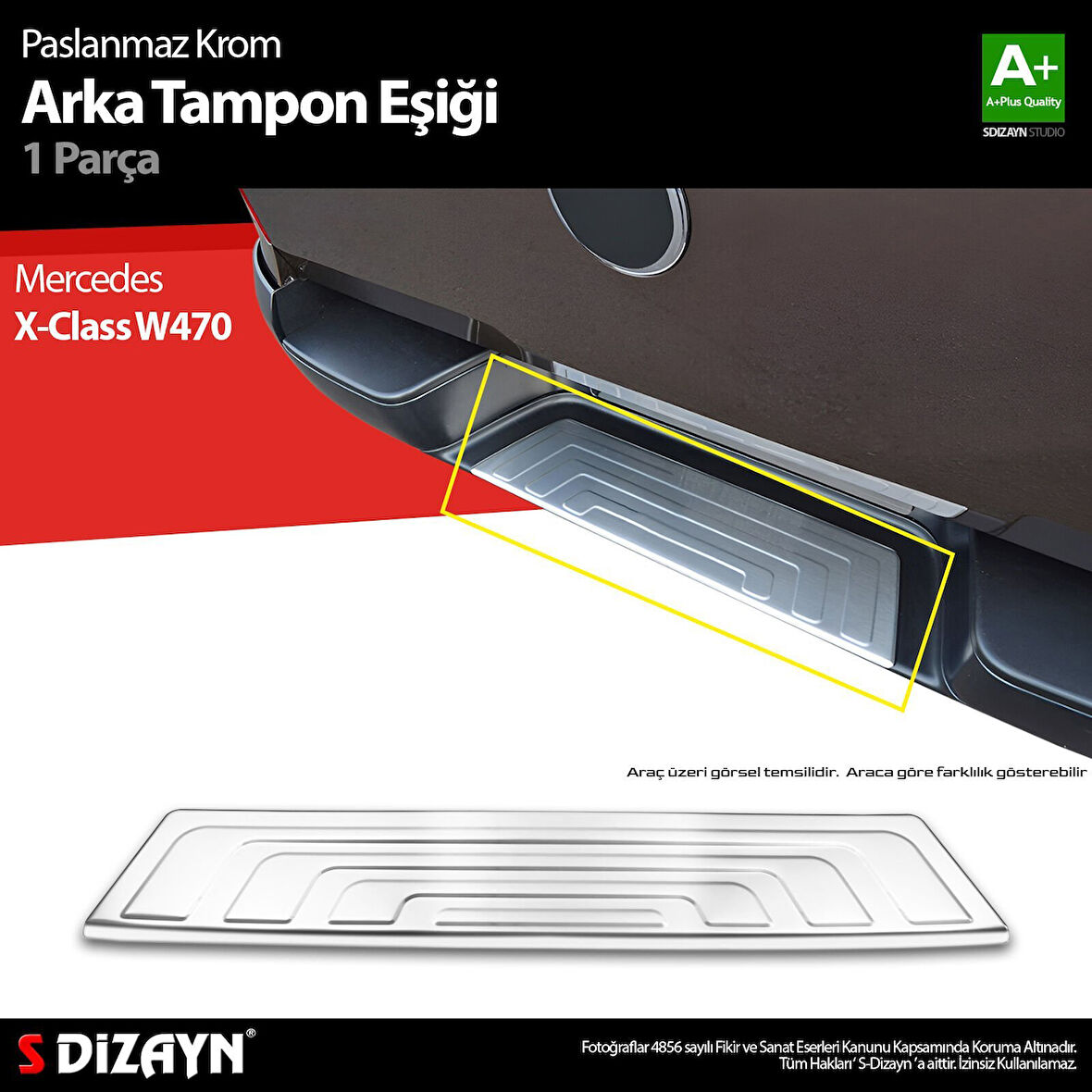 S-Dizayn Mercedes X-Class Krom Arka Tampon Eşiği 2017 Üzeri A+ Kalite