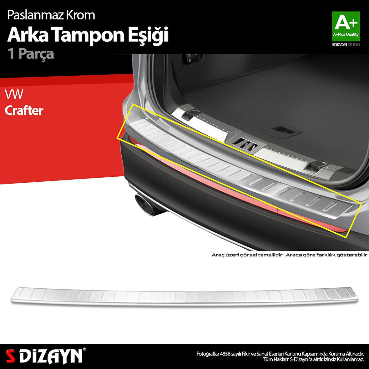 S-Dizayn VW Crafter Krom Arka Tampon Eşiği 2011-2017 A+ Kalite