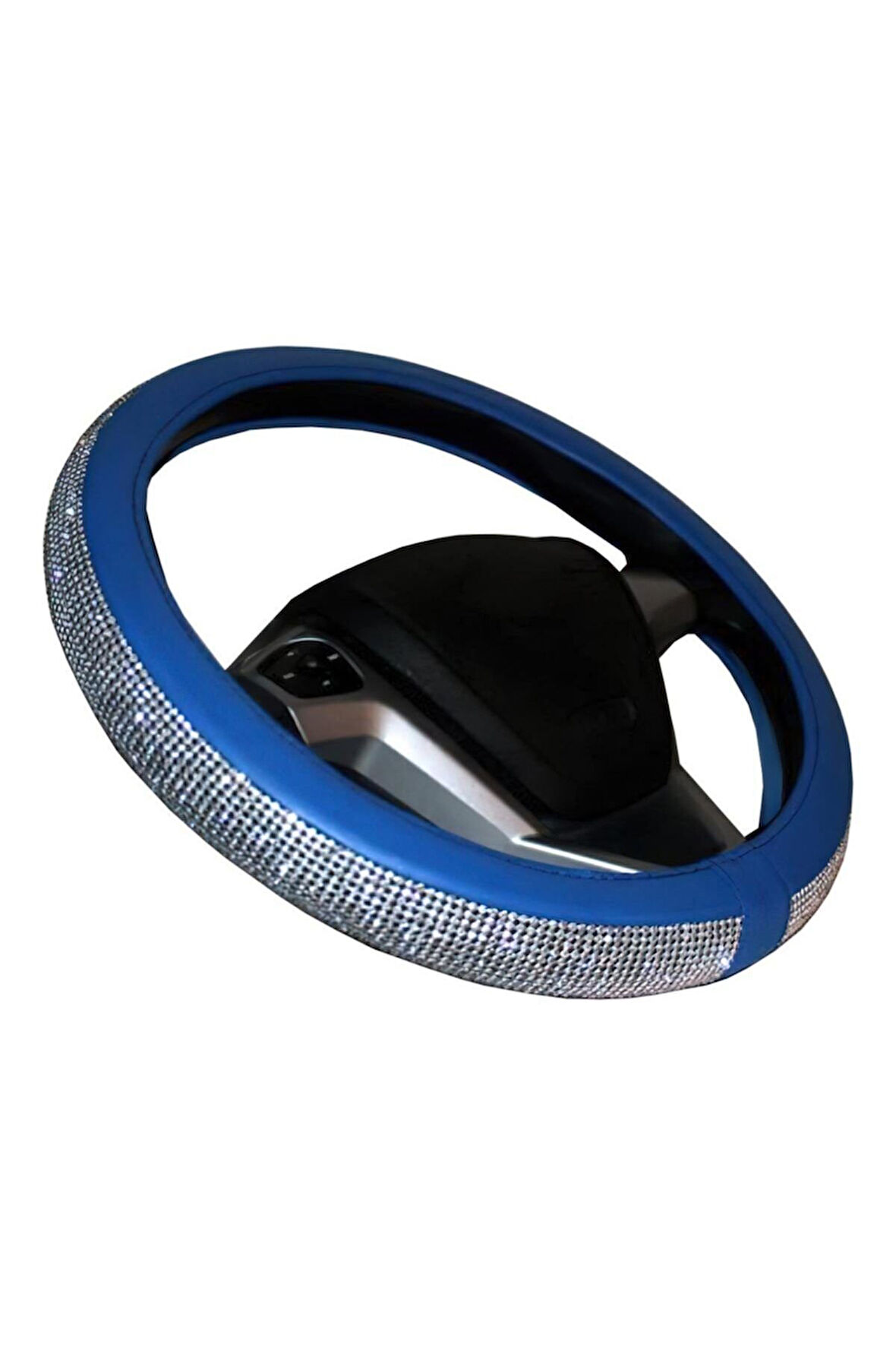 Teamcar Oto Direksiyon Kılıfı Geçmeli Pırlanta Kaplamalı Mavi