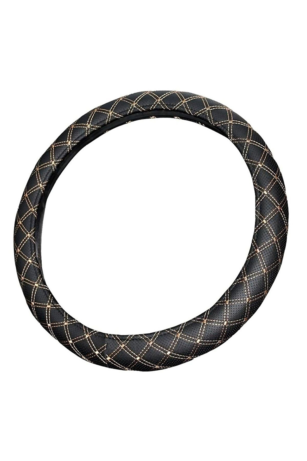 Direksiyon Kılıfı Siyah 42 cm Geçmeli Minibüs Hafif Ticari Bej Nakışlı