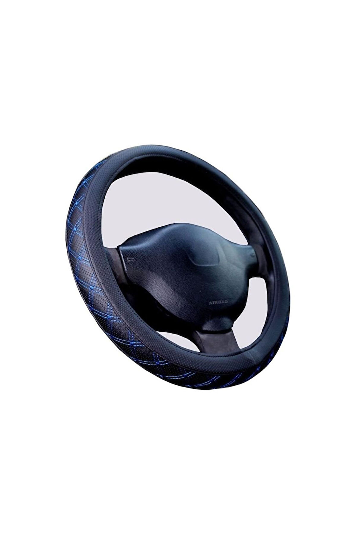 Direksiyon Kılıfı 38 Cm Geçmeli Siyah Binek Araçlara Gri Nakışlı