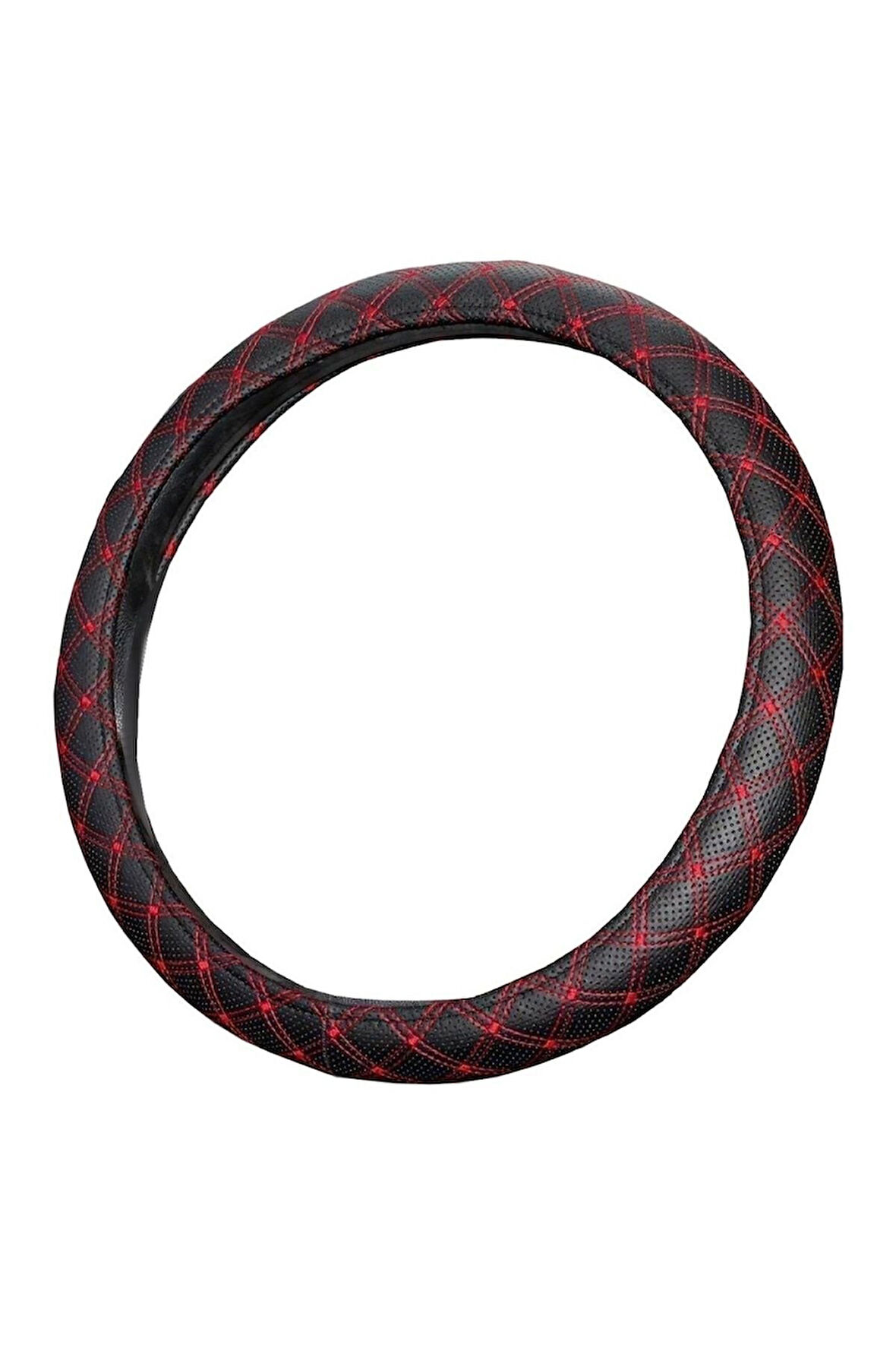 Direksiyon Kılıfı 42 Cm Siyah Minibüs Hafif Ticari Geçmeli Kırmızı Nakışlı