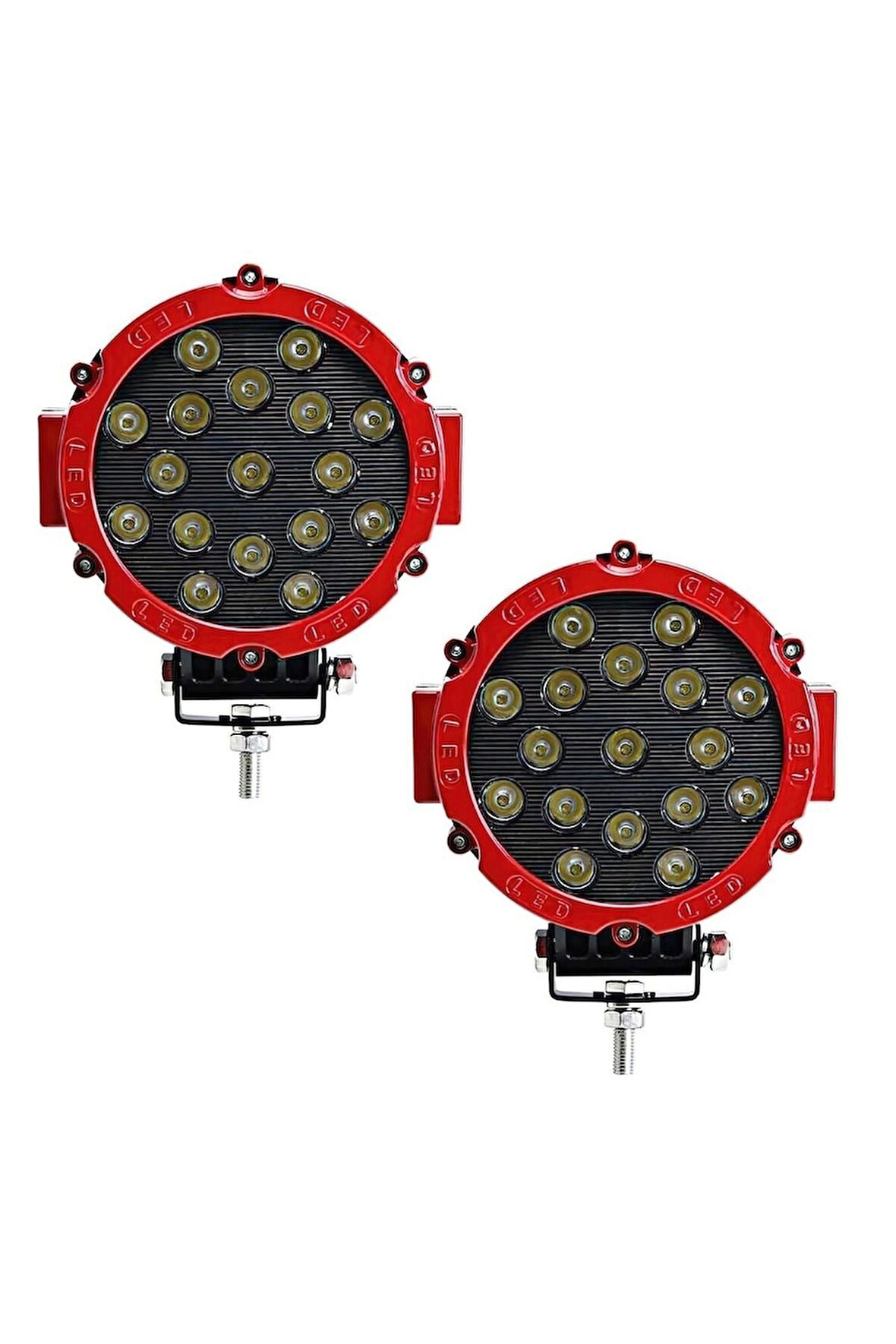 Off Road Sis Lambası Kırmızı 16 Cm Yuvarlak 17 Led 2 Adet