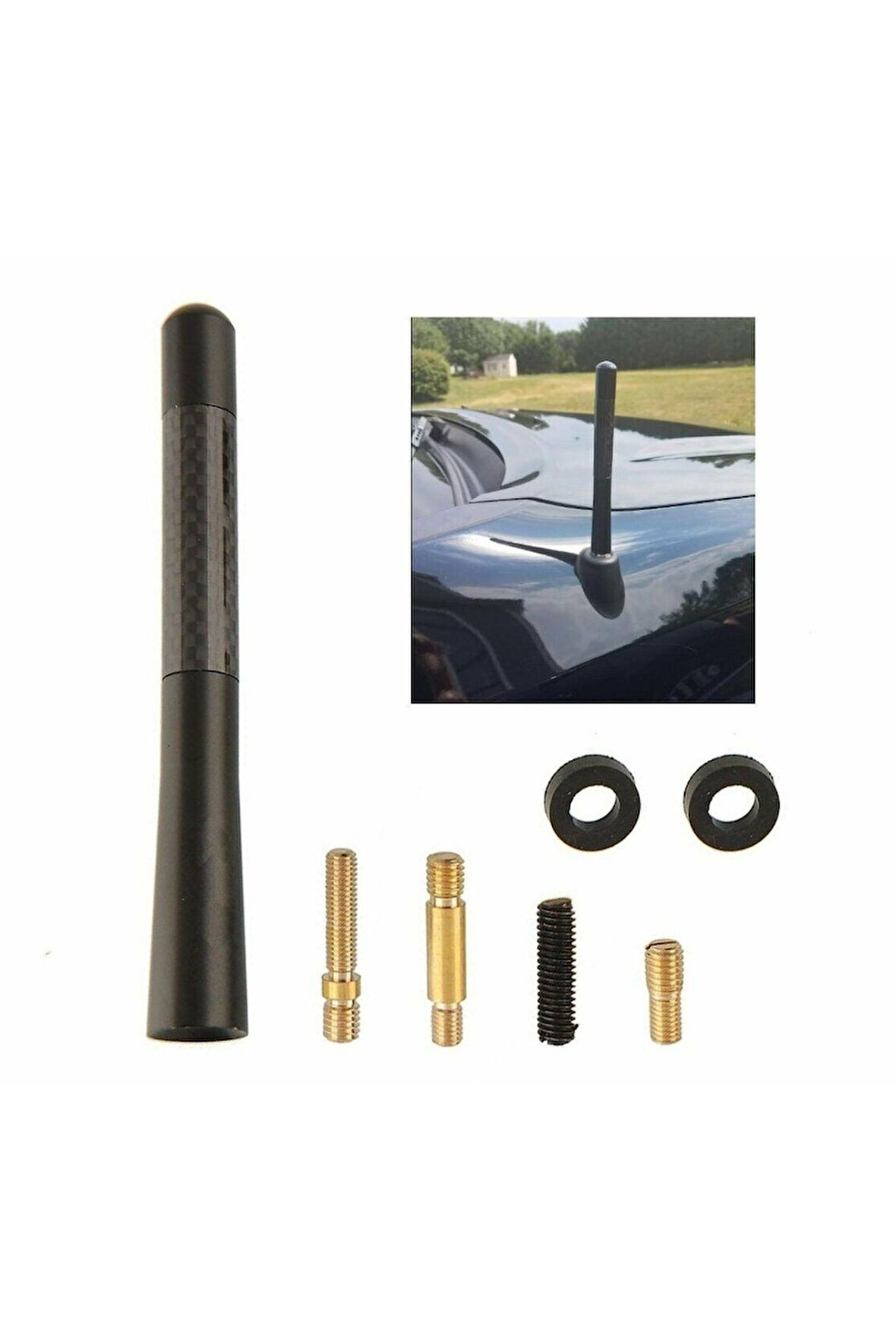 Oto Karbon Fiber Anten Çubuğu Siyah Universal