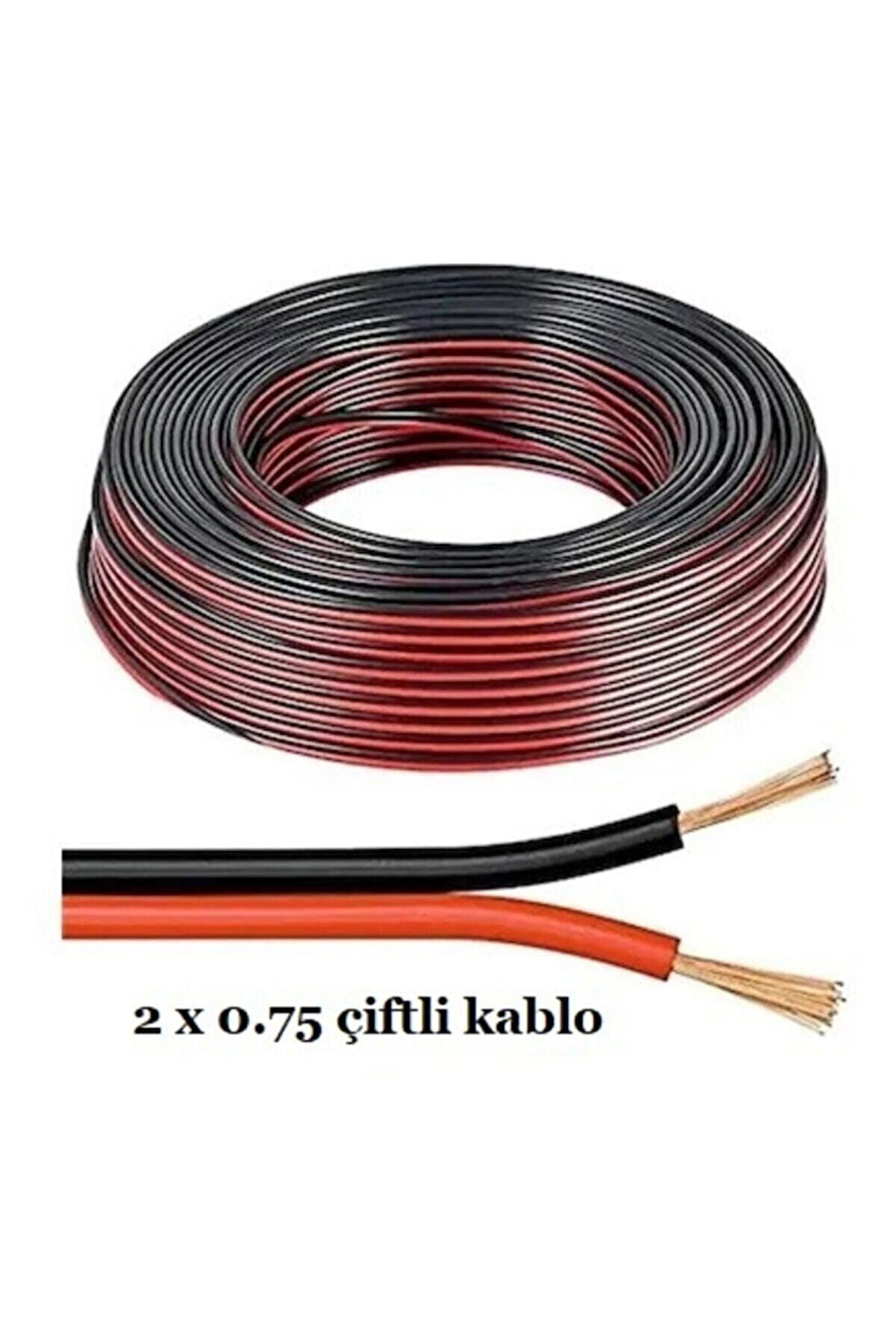 Çiftli Kablo Tesisat Hoparlör Kablosu 2 X 0.75 Elektrik Kablosu 5 Metre Fiyatıdır