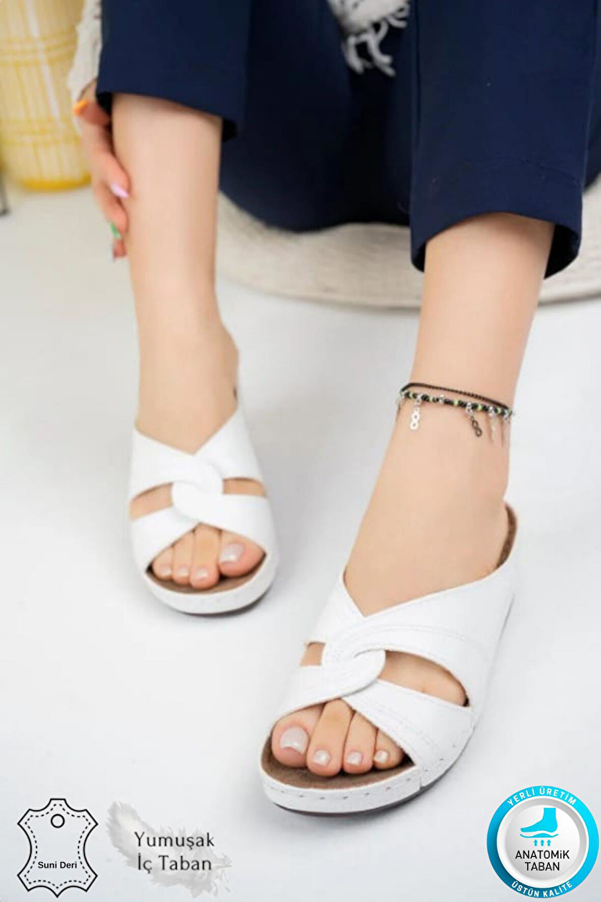 Putu Kadın Çapraz Konfor Modeli Günlük Ortopedik Terlik Anne Orta Yaş Genç Ev & Dışarı Terliği