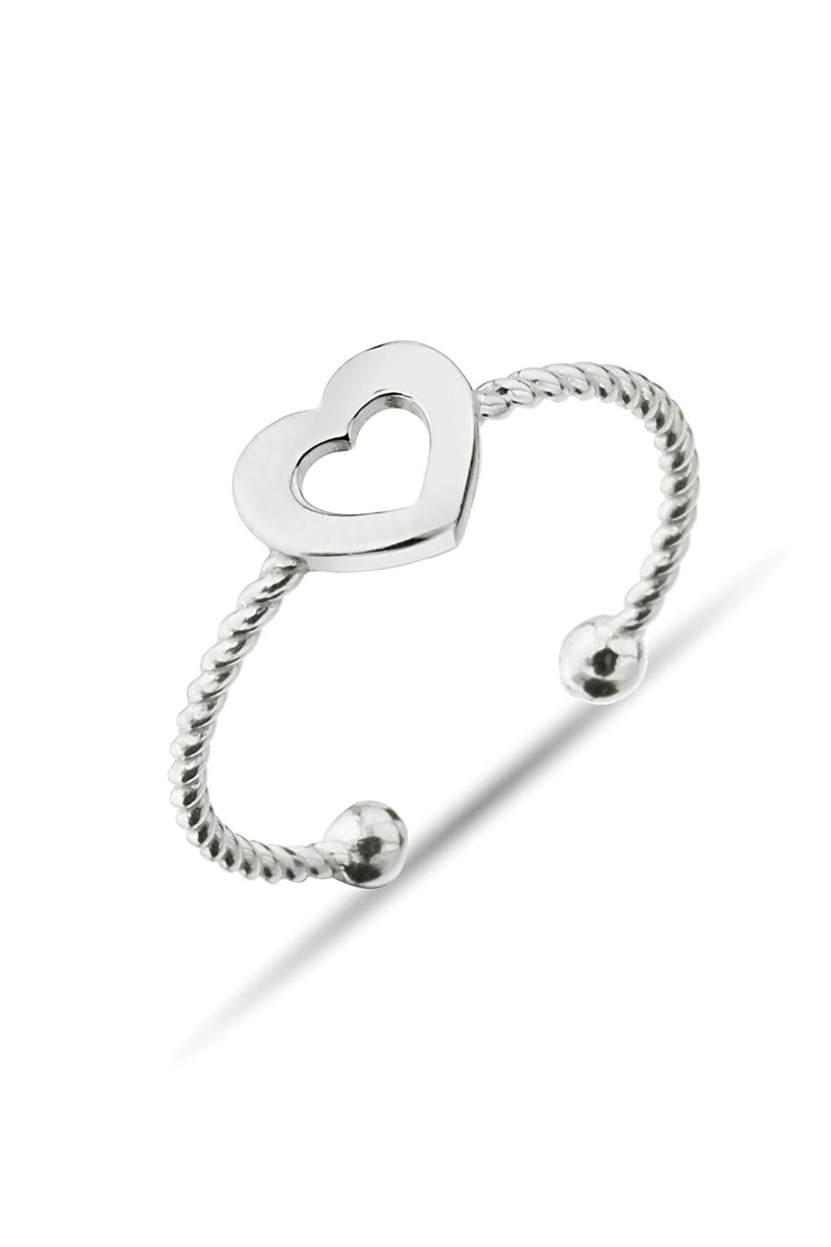 Kalp Figürlü 925 Ayar Gümüş Burma Yüzük - Y018201