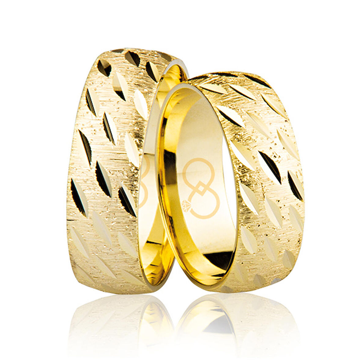 Sarı Desenli Altın Alyans 3402-3