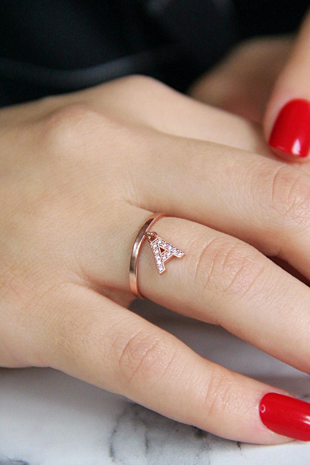 A Harfi 925 Ayar Gümüş Rose Yüzük - Y020201