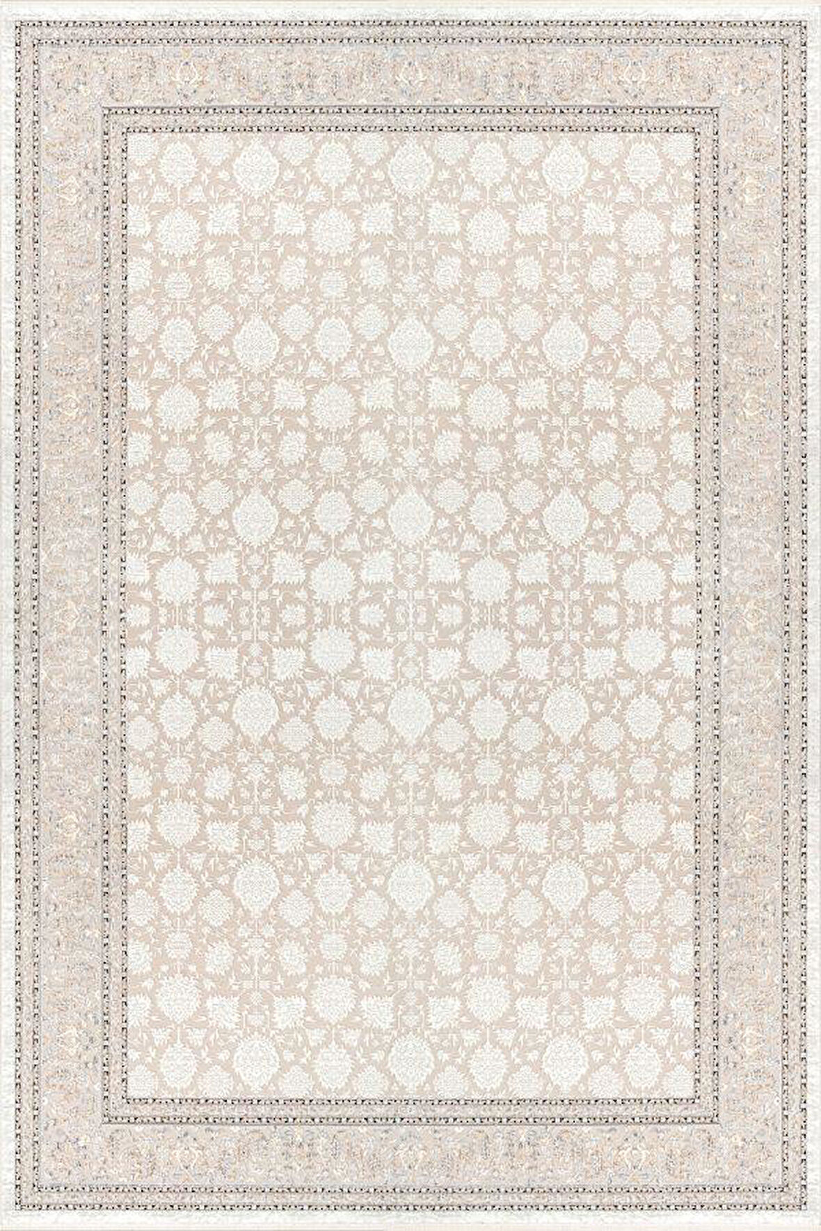 Pastel Halı Rönesans 76208 075 Bej Krem Viskon Akrilik Salon Oturma Yatak Odası Halısı