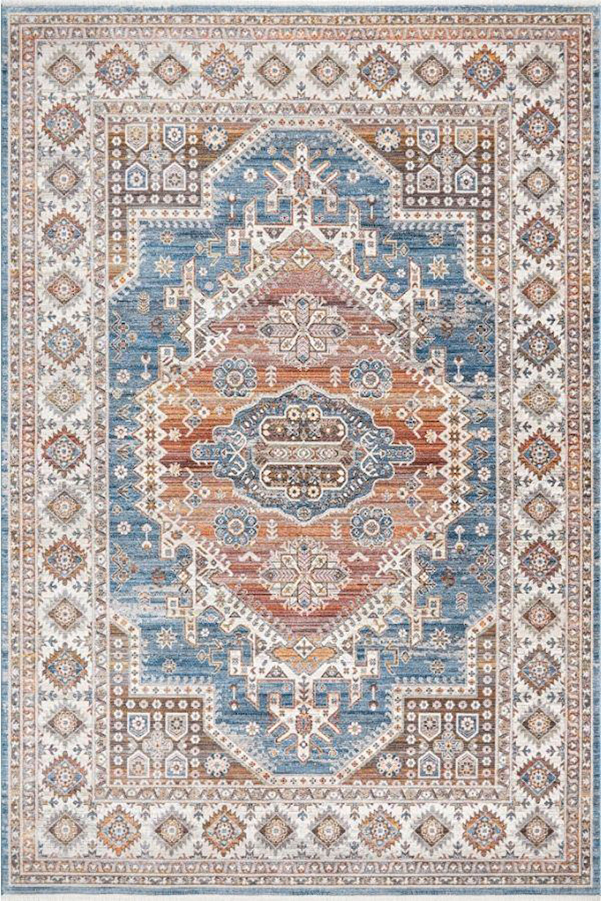 Pastel Halı Discovery 1439A Lacivert Kırmızı Salon Oturma Yatak Odası Halısı
