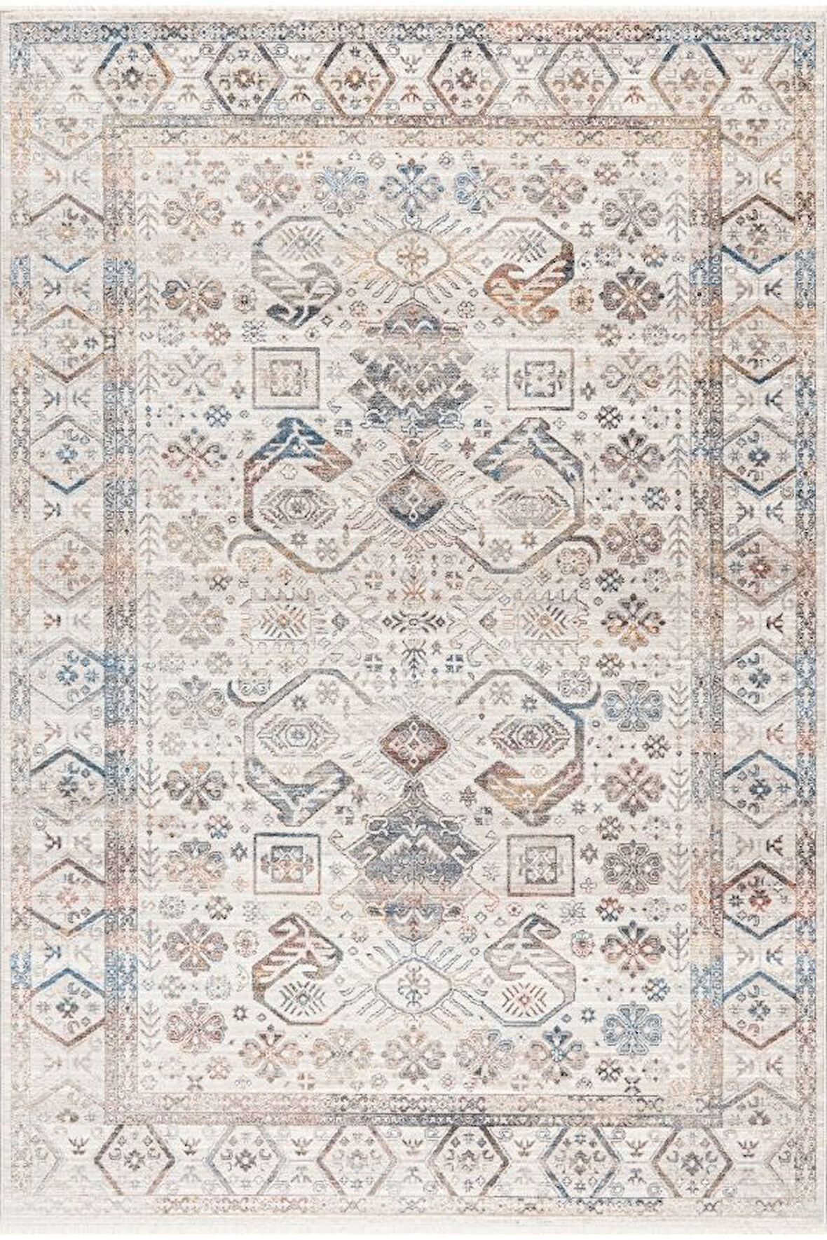 Pastel Halı Discovery 1500A Kemik Lacivert Salon Oturma Yatak Odası Halısı