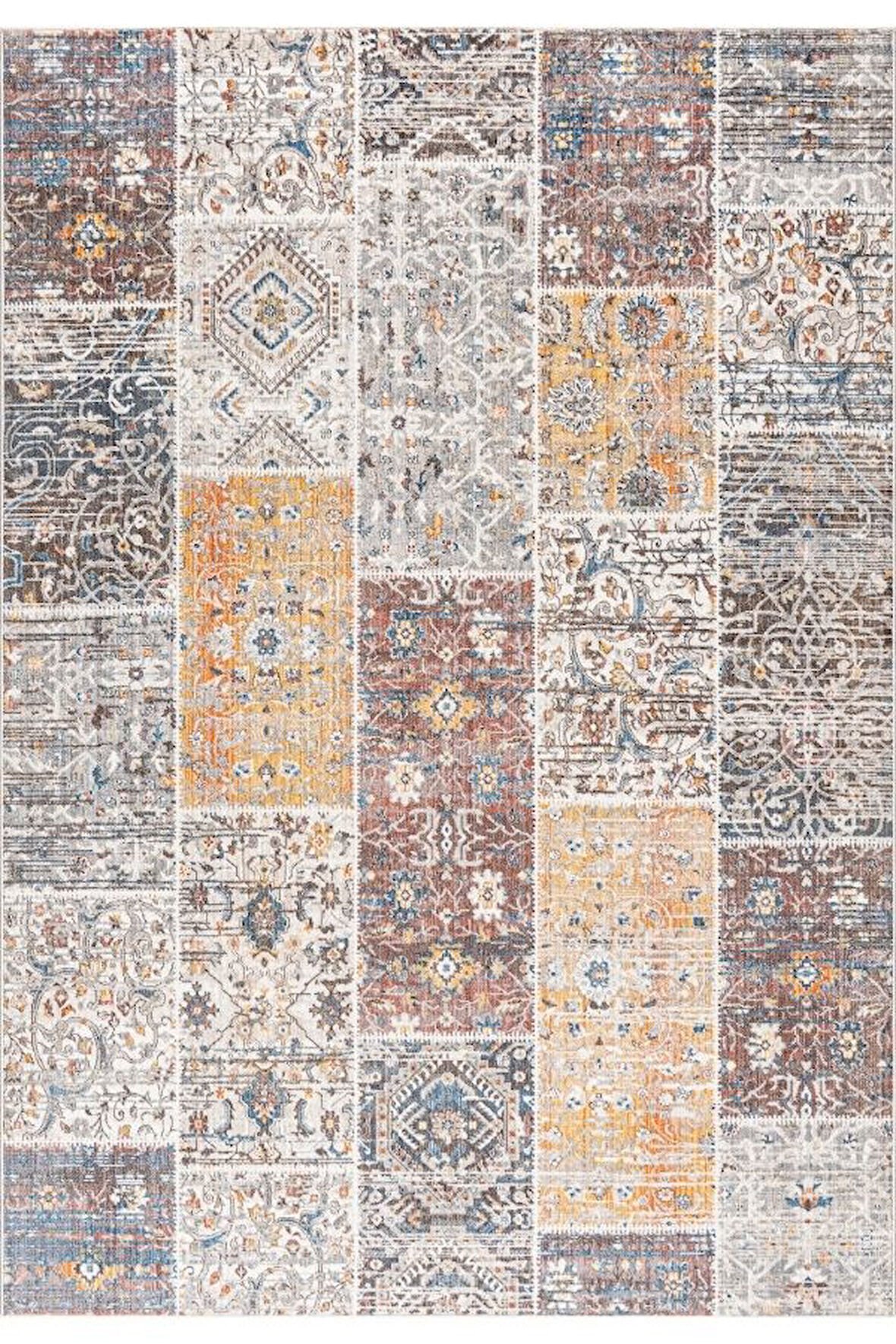 Pastel Halı Discovery 1586A Gri Kırmızı Salon Oturma Yatak Odası Halısı