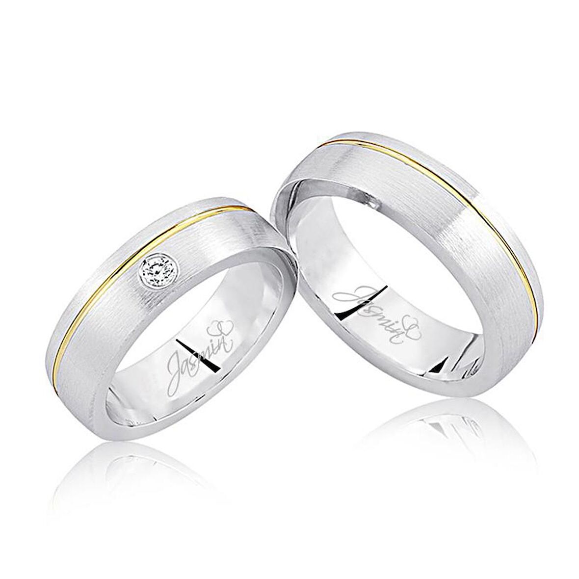 Beyaz Sarı Şeritli Altın Alyans 3406-2