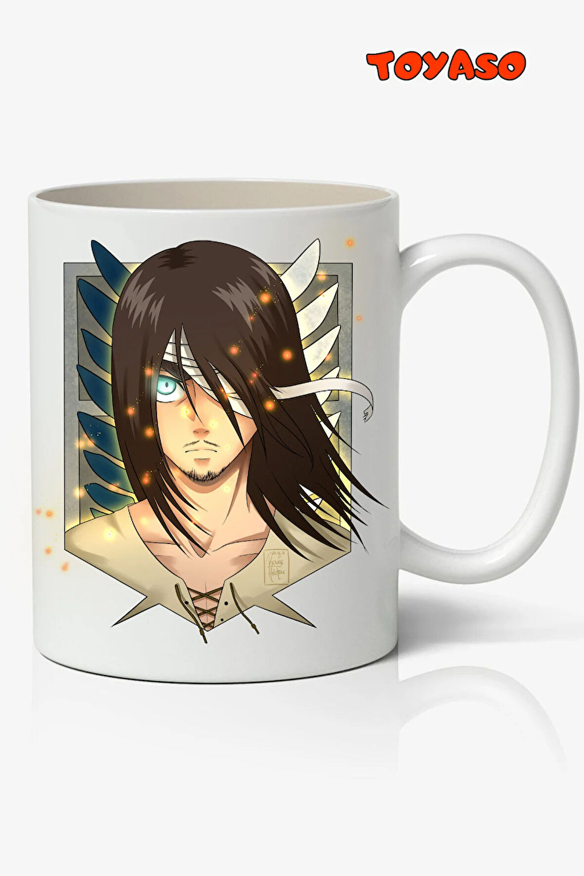 Attack On Titan Eren Yeager AnimeTemalı Beyaz Kupa Bardak Sevgiliye Arkadaşa Hediye