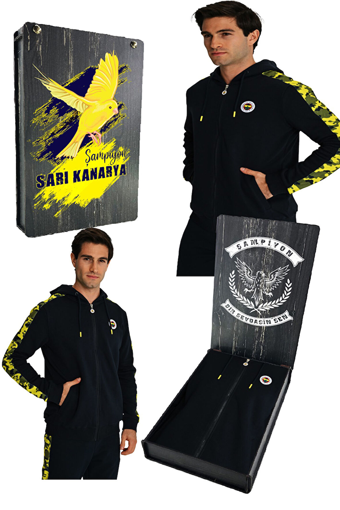 Fenerbahçe Lacivert Tribün UV Baskılı Kamuflaj Detaylı Erkek Sweatshirt