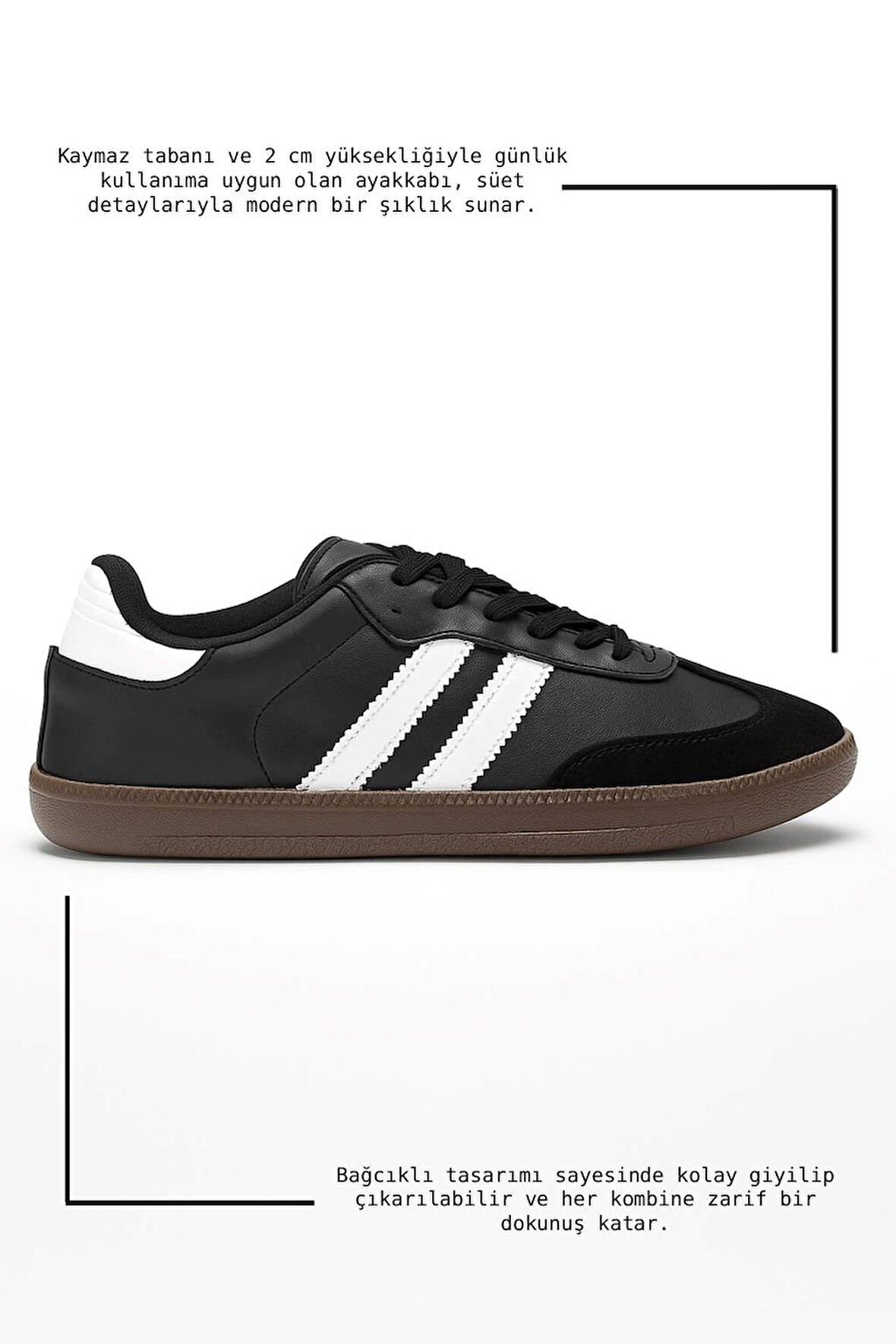 Kadın Bağcıklı Hafif Kaymaz Tabanlı Yumuşak Süet Detaylı Günlük Ayakkabı 341