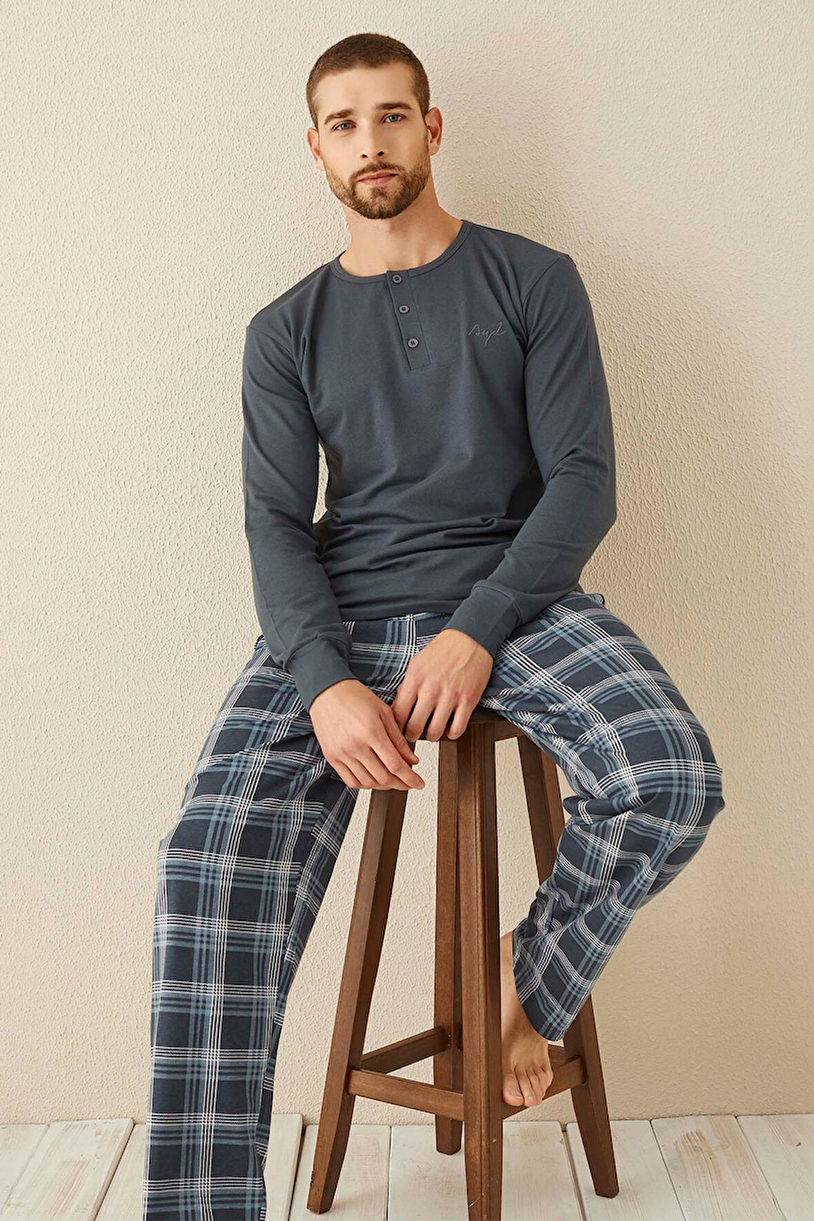 Aydoğan Erkek Civan Patlı Modal Lacivert Pijama Takımı 3339