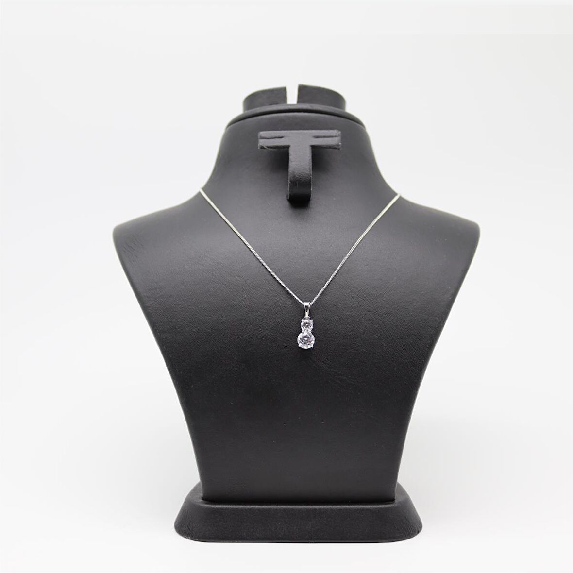 Oval Çift Taş Kolye Silver