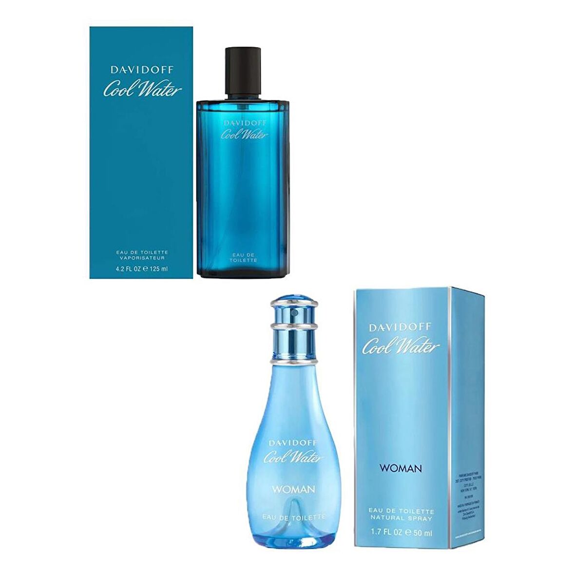 Davidoff Cool Water EDT Erkek Parfüm 125ML + Cool Water Women EDT 100ML 2li Parfüm Seti