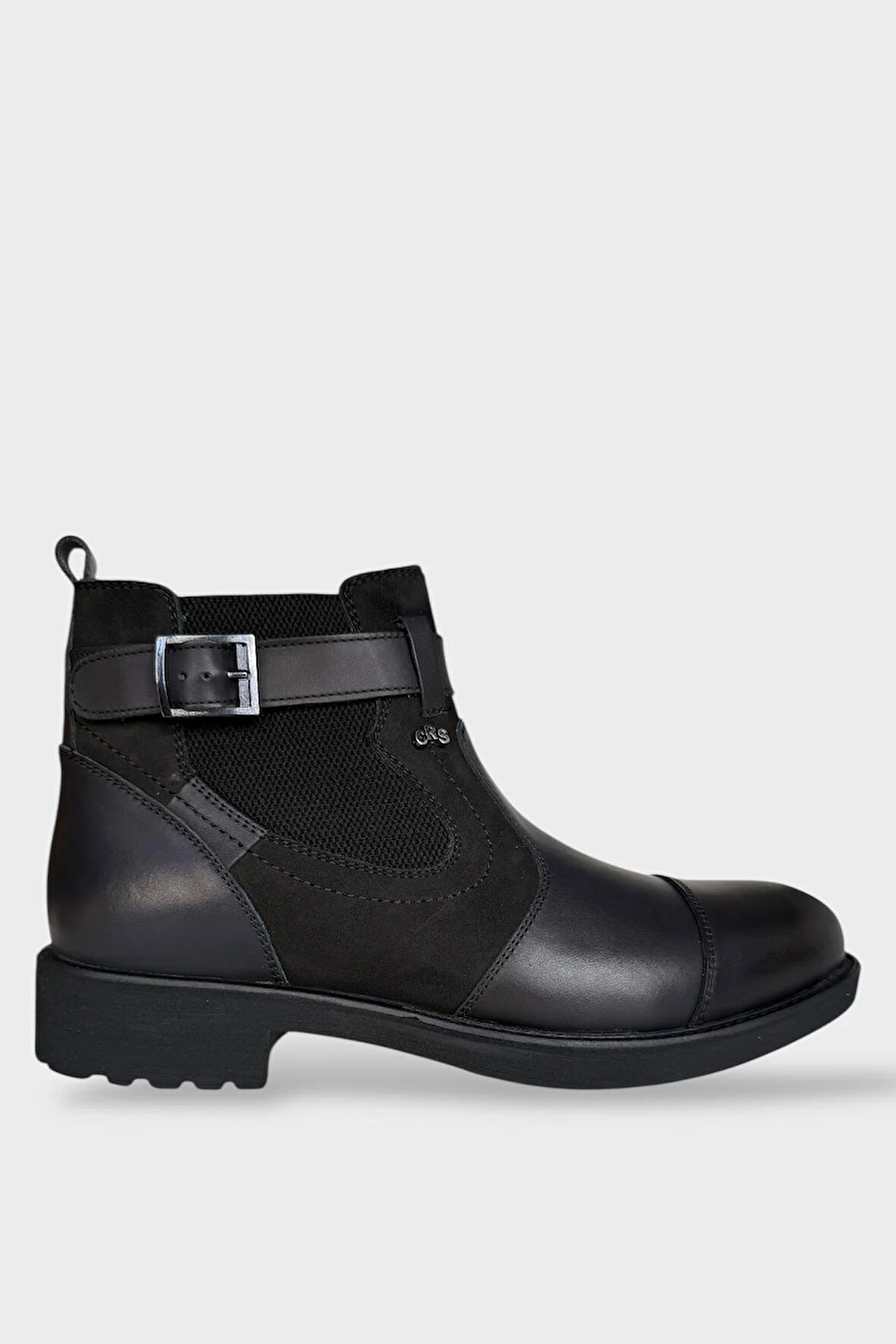 Erkek Hakiki Deri Fermuarlı Bant Detaylı Bot SİYAH