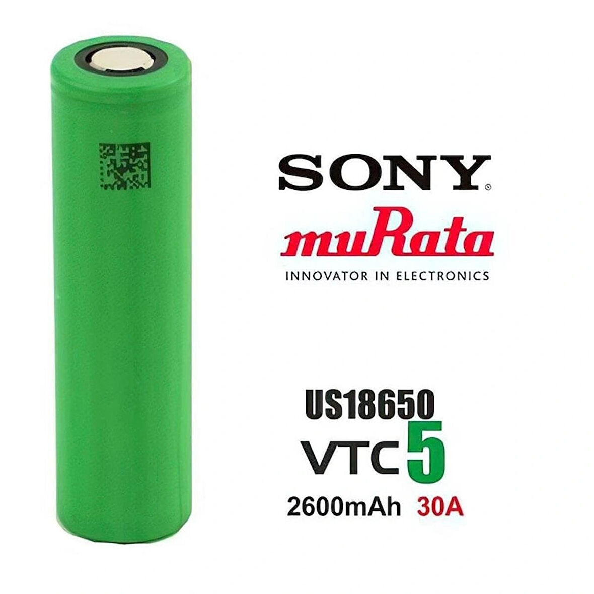Orijinal Sony VTC5 18650 3.7V 2600mAh 30A Li-ion Şarjlı Pil – Sıfır ve Güncel Üretim