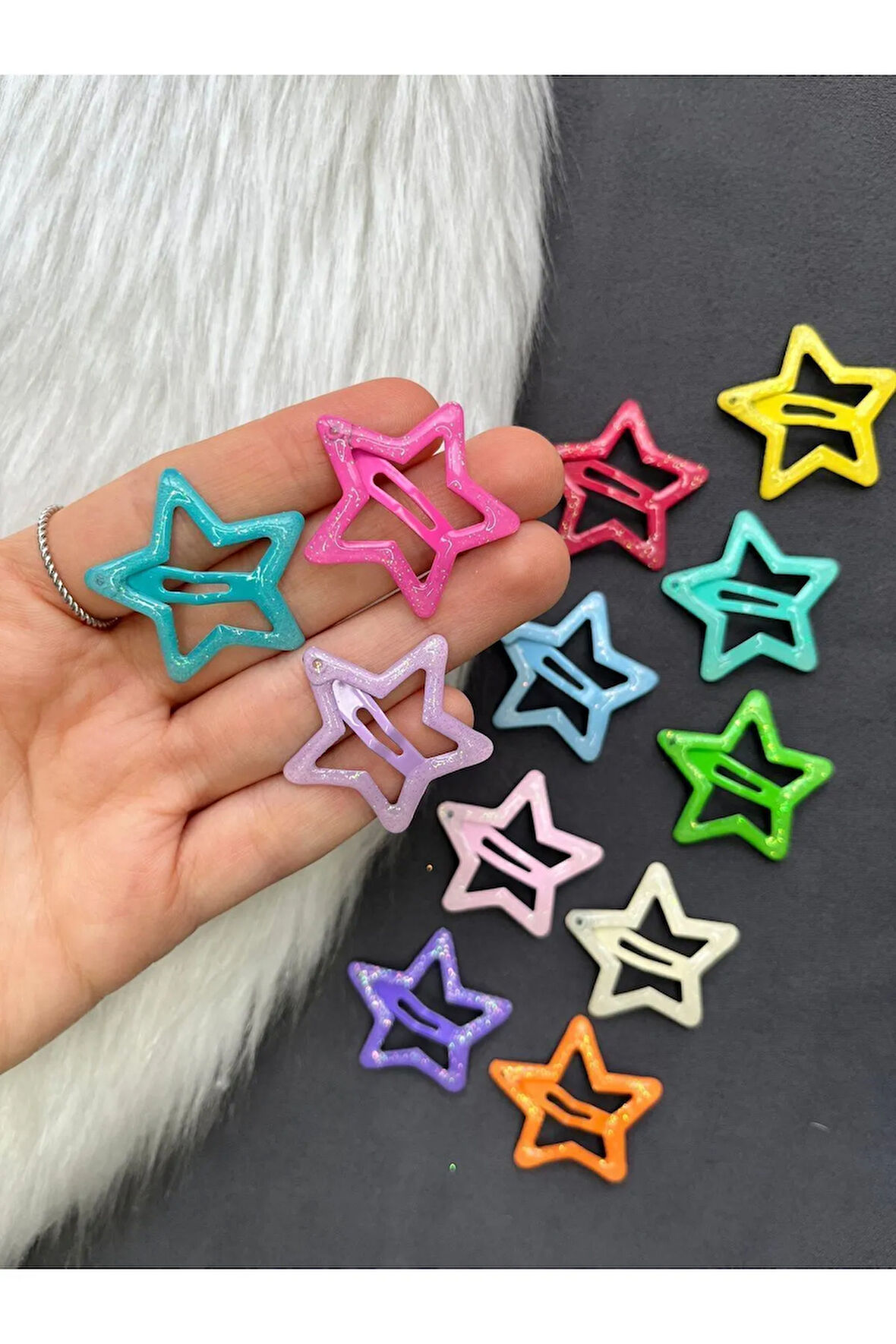 Renkli Yıldızlı Çıtçıt Toka 6 Adet