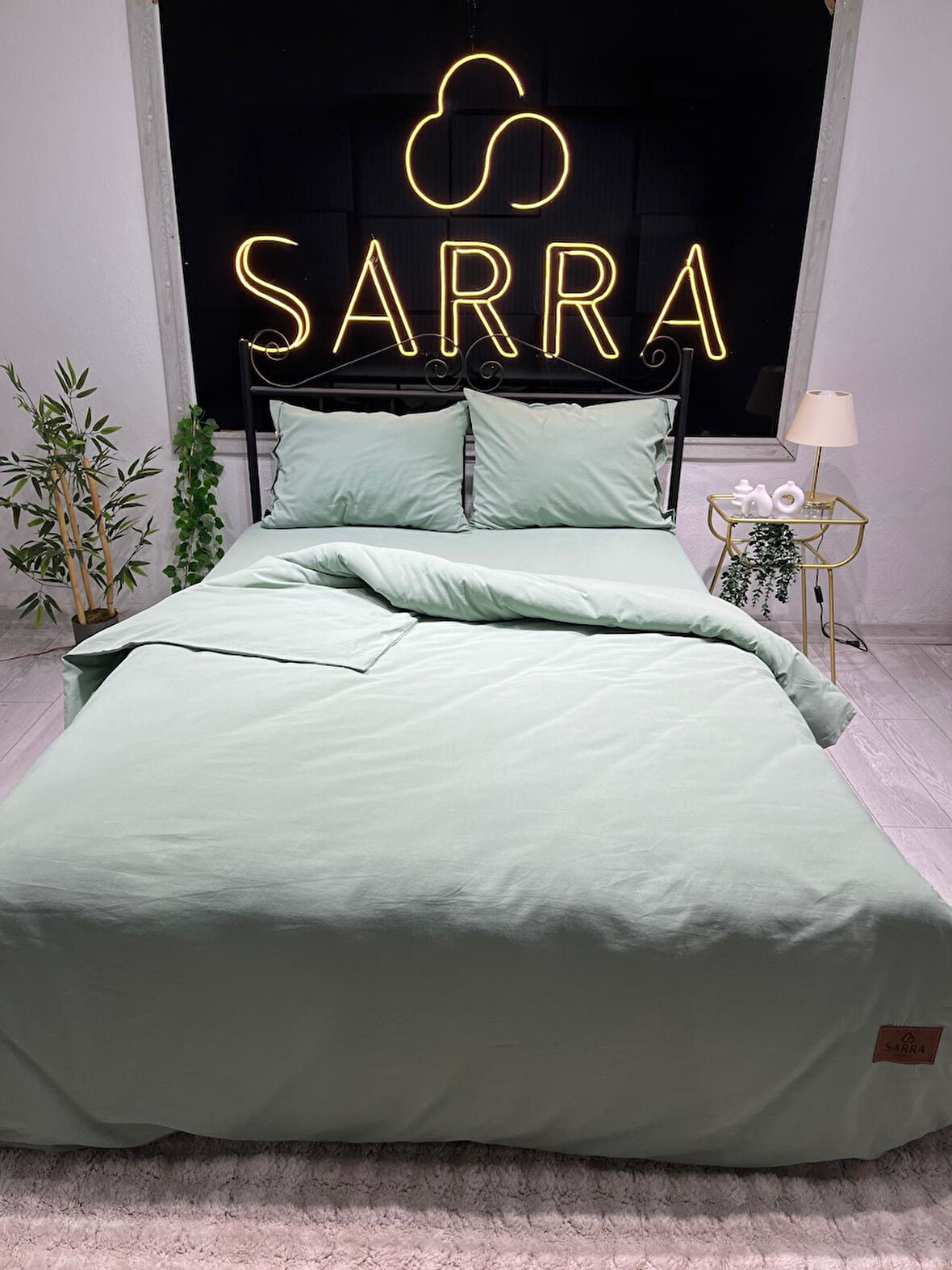 SARRA HOME ÇİFT KİŞİLİK TAŞLAMA NEVRESİM TAKIMI - HAKİ YEŞİL