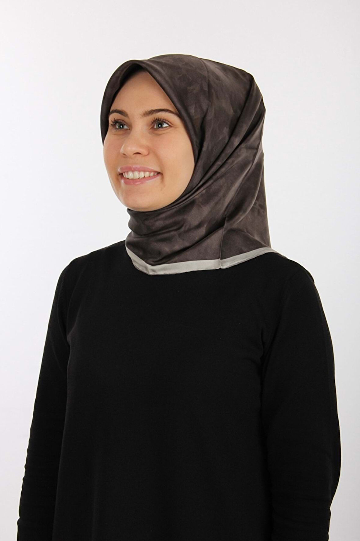 Koyu Gri Twill İpek Eşarp 7208713 - 972