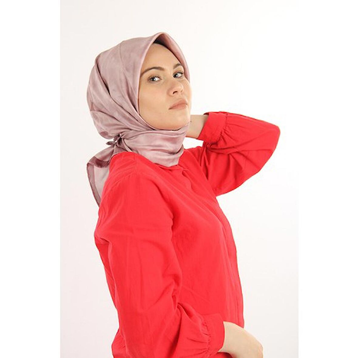 Pembe Aker Ipek Krep Saten Eşarp 7208701-395