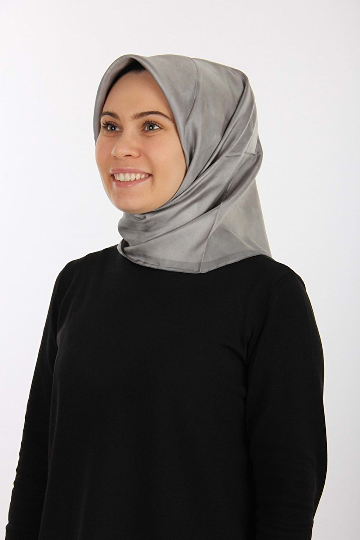 Koyu Gri Twill İpek Eşarp 7208713 - 972