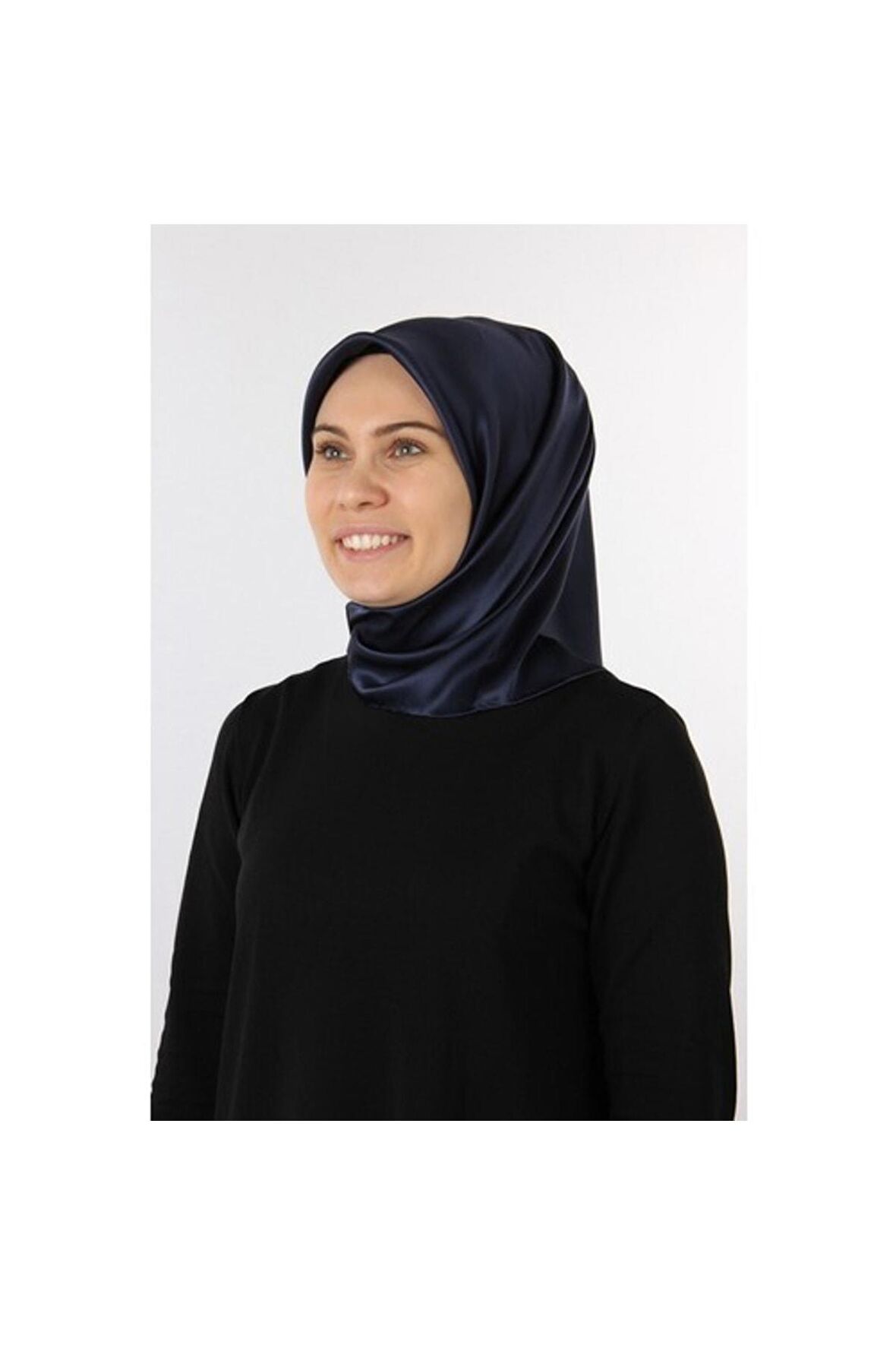 Lacivert Taşlanmış Düz Ipek Eşarp 7747758 - 321